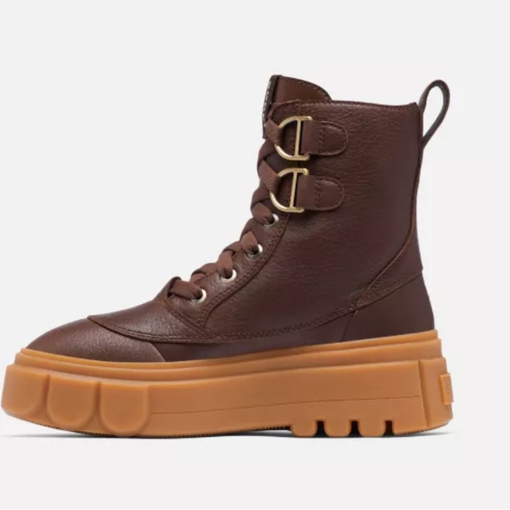 Sorel Womens Size 9.5 Caribou X Leather Tobacco Gum Waterproof Lace Up Boots - Picture 5 of 8